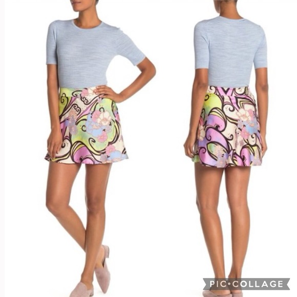 Free People “Phoebe” Purple Print Mini Skirt in Sugar and Spice - Picture 3 of 7